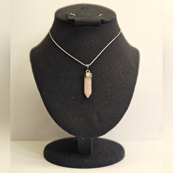 Pink Quartz Point Necklace - Picture 2 of 5